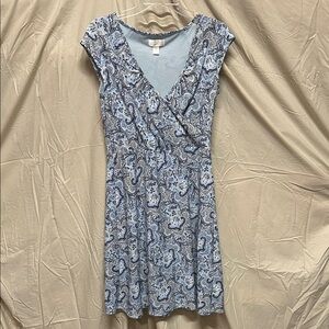 LOFT Blue Paisley Wrap Dress